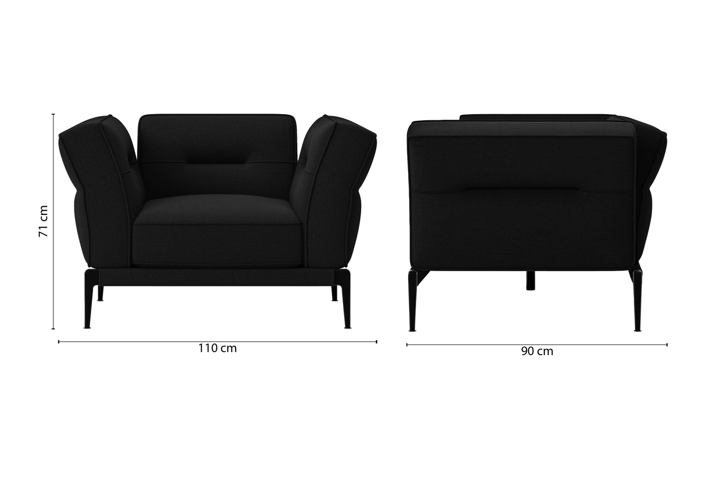 Acerra Armchair Black Linen Fabric