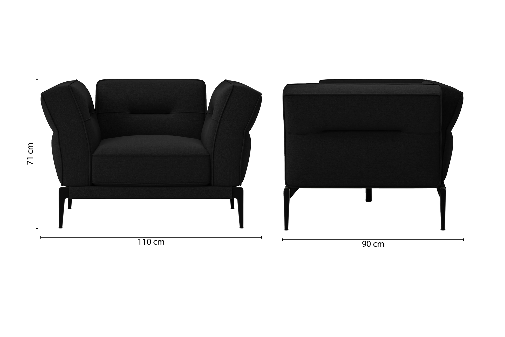 Acerra Armchair Black Linen Fabric