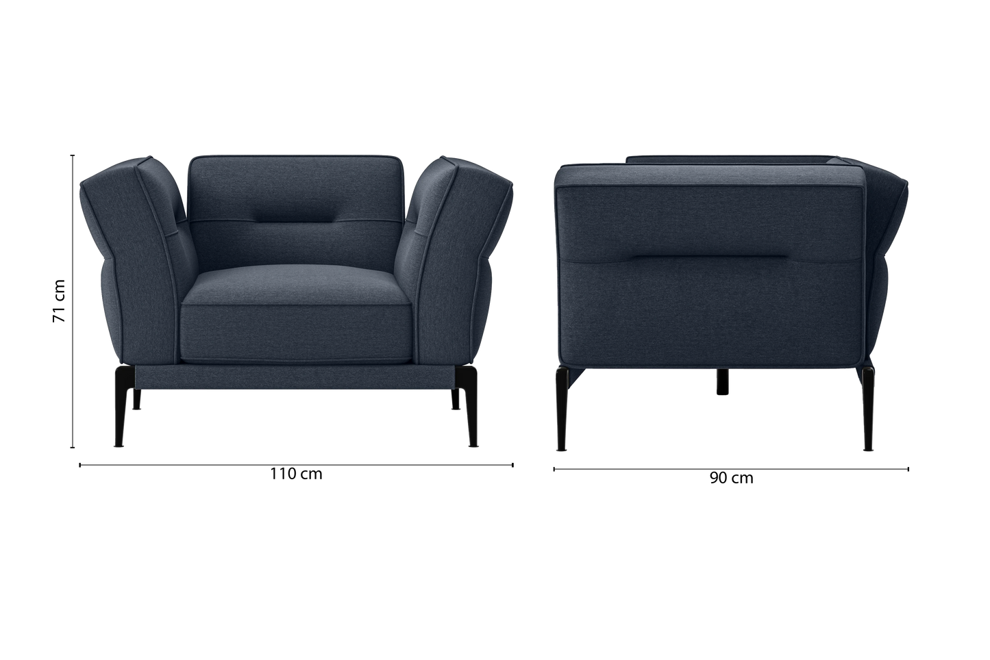 Acerra Armchair Dark Blue Linen Fabric