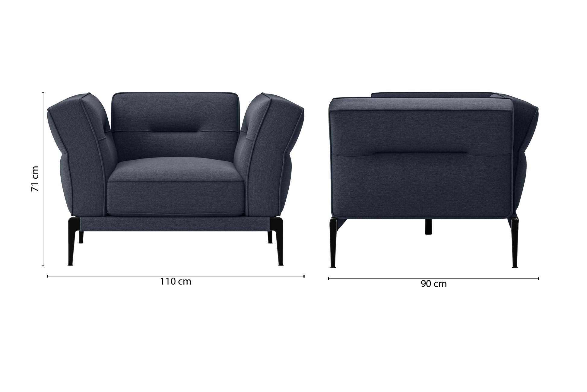 Acerra Armchair Dark Blue Linen Fabric