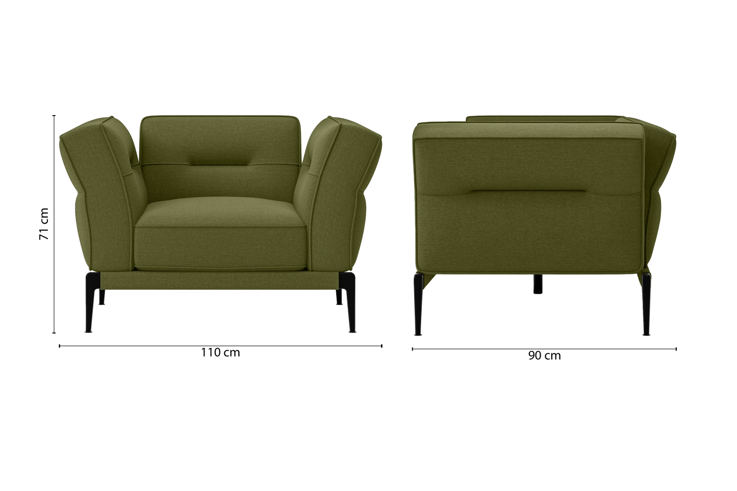 Acerra Armchair Olive Linen Fabric