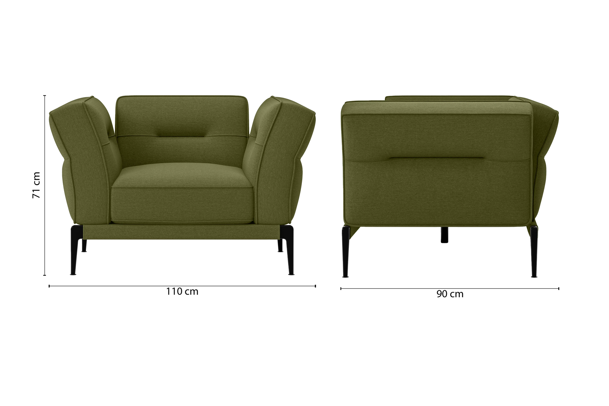 Acerra Armchair Olive Linen Fabric