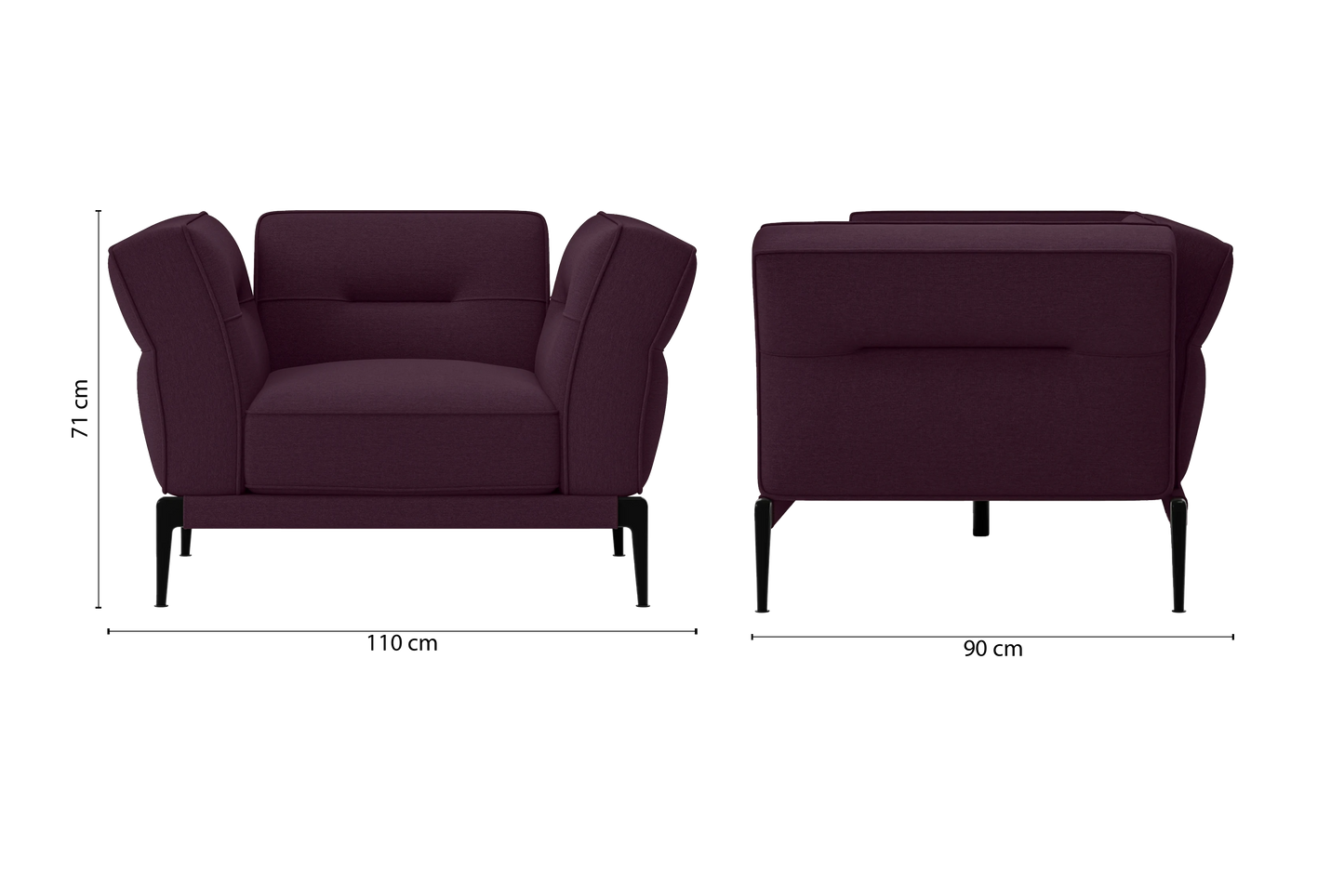 Acerra Armchair Purple Linen Fabric