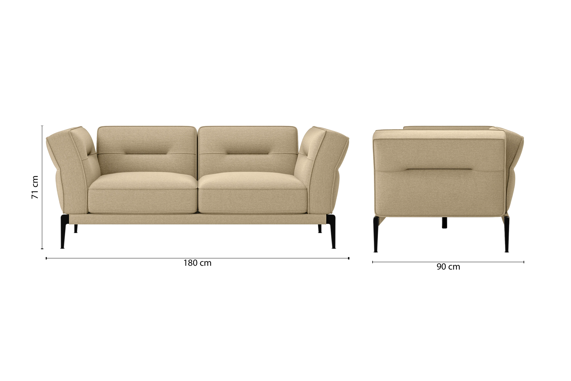 Acerra 2 Seater Sofa Beige Linen Fabric