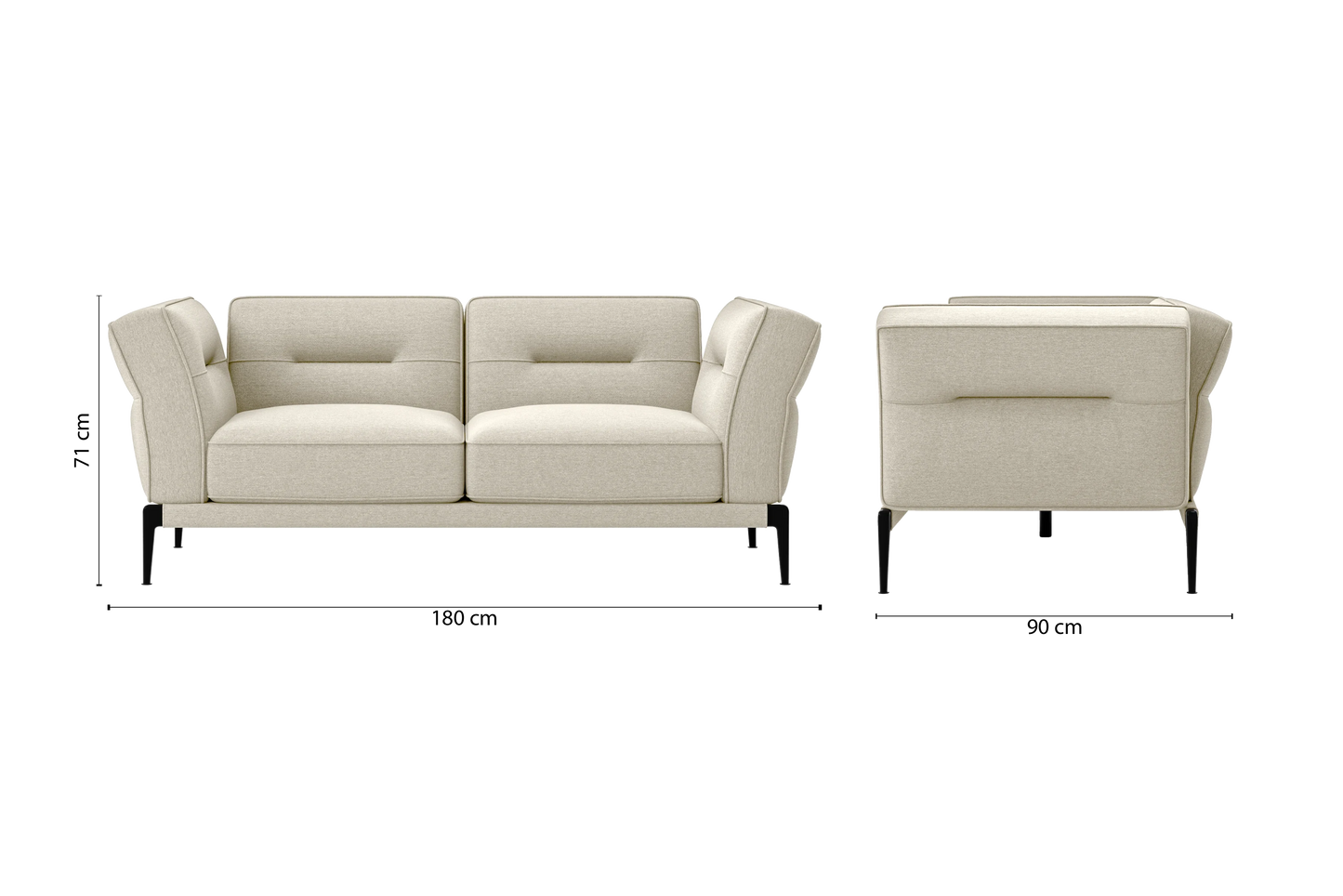 Acerra 2 Seater Sofa Cream Linen Fabric