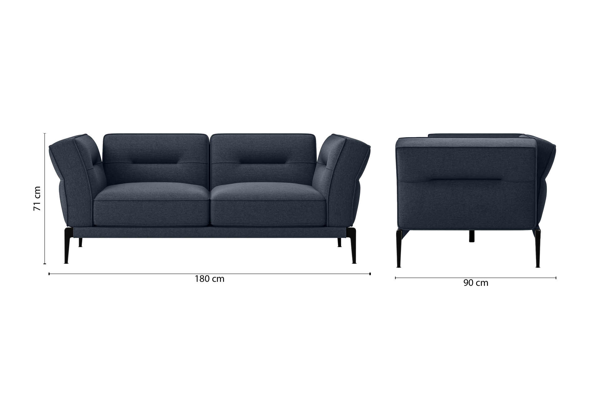 Acerra 2 Seater Sofa Dark Blue Linen Fabric