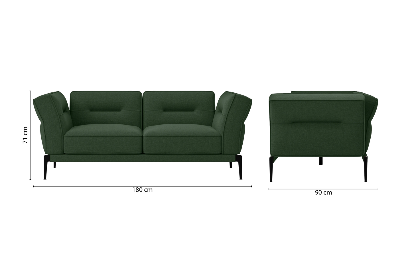 Acerra 2 Seater Sofa Forest Green Linen Fabric