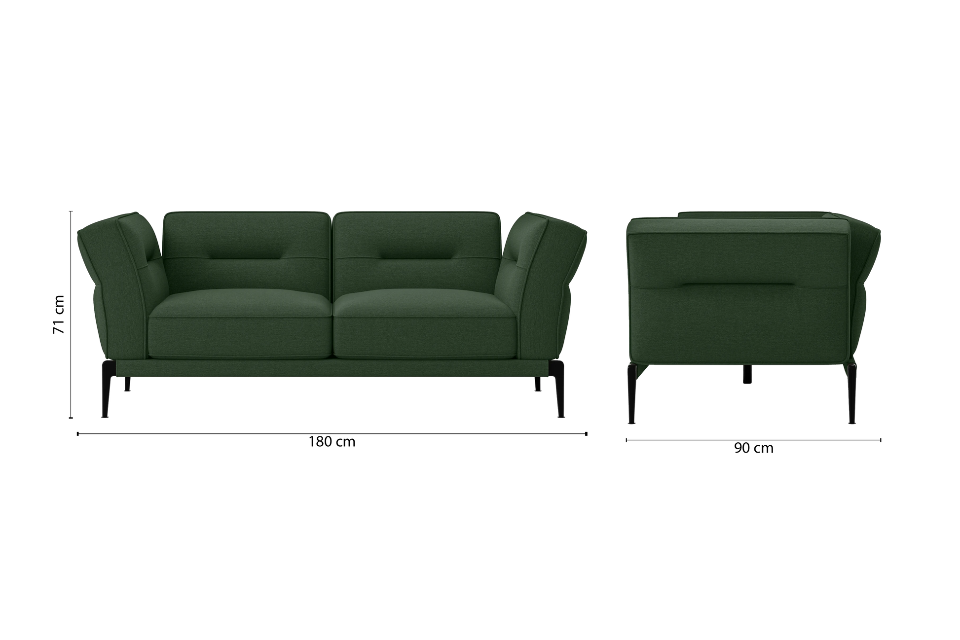 Acerra 2 Seater Sofa Forest Green Linen Fabric