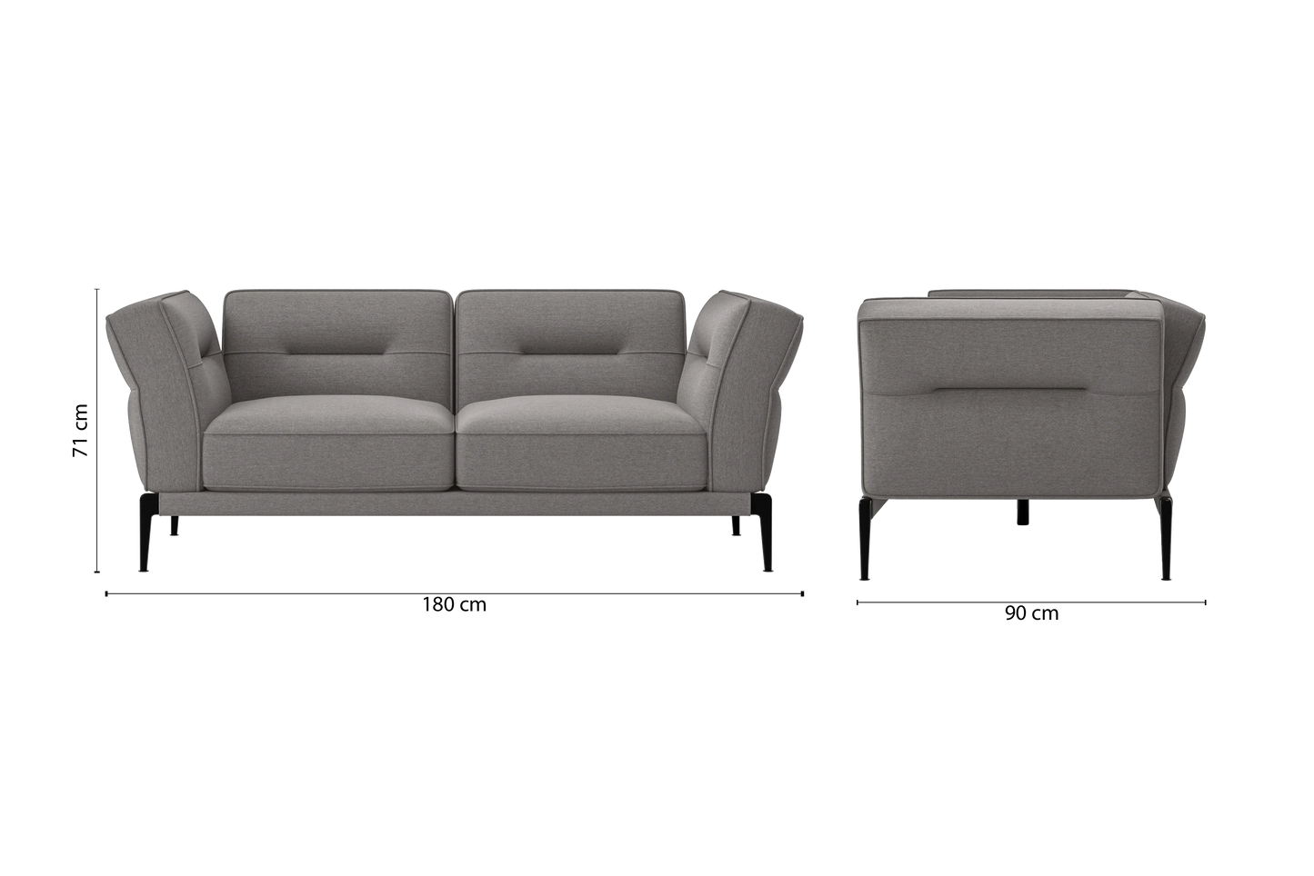 Acerra 2 Seater Sofa Grey Linen Fabric