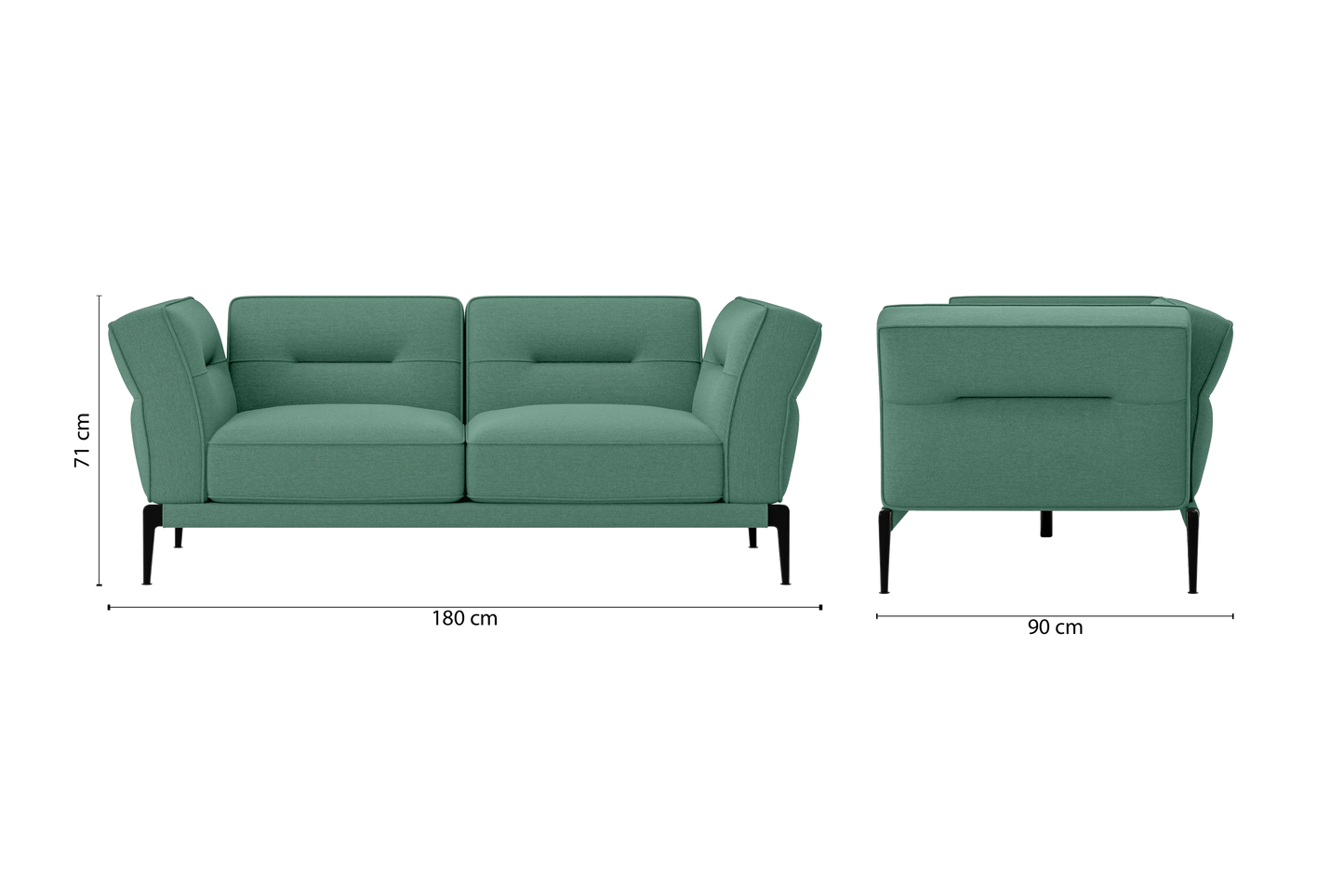 Acerra 2 Seater Sofa Mint Green Linen Fabric