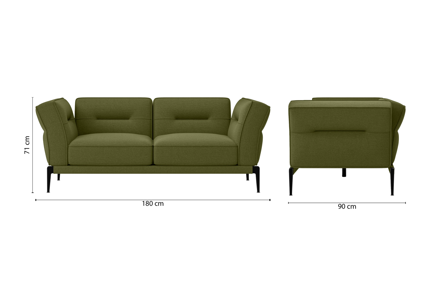 Acerra 2 Seater Sofa Olive Linen Fabric