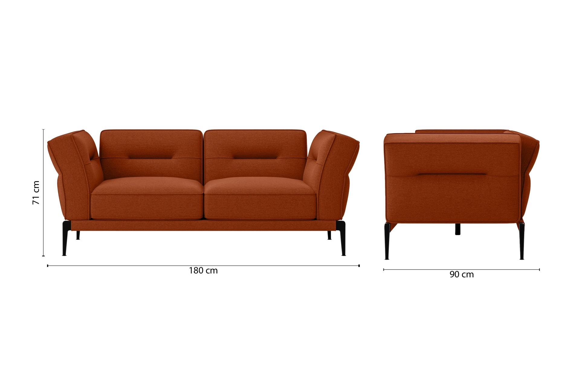 Acerra 2 Seater Sofa Orange Linen Fabric