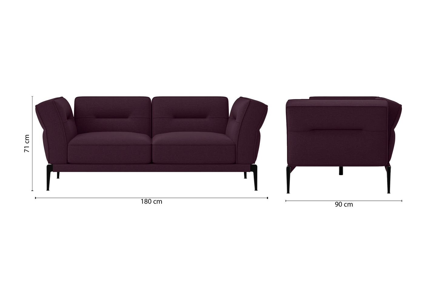 Acerra 2 Seater Sofa Purple Linen Fabric