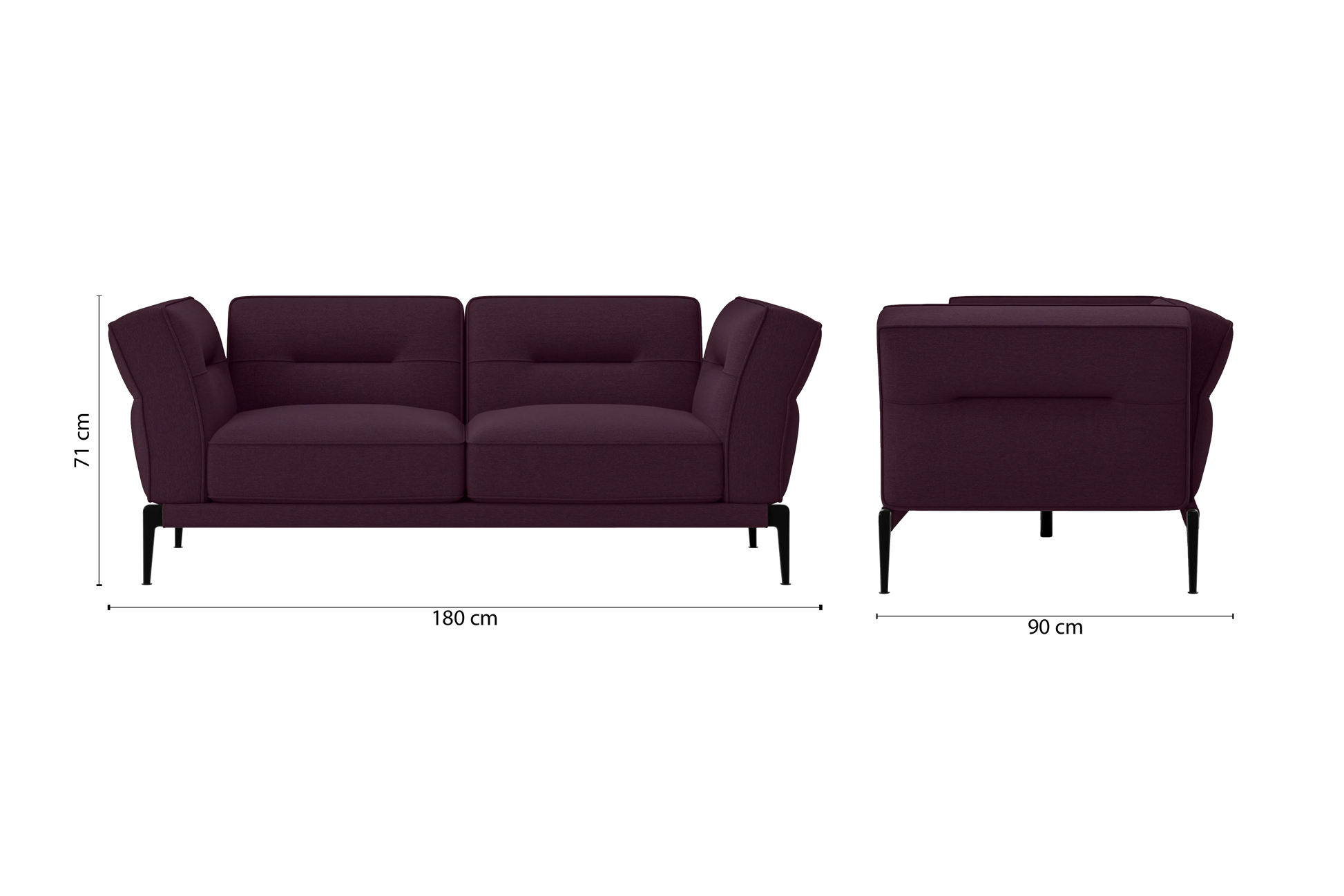 Acerra 2 Seater Sofa Purple Linen Fabric