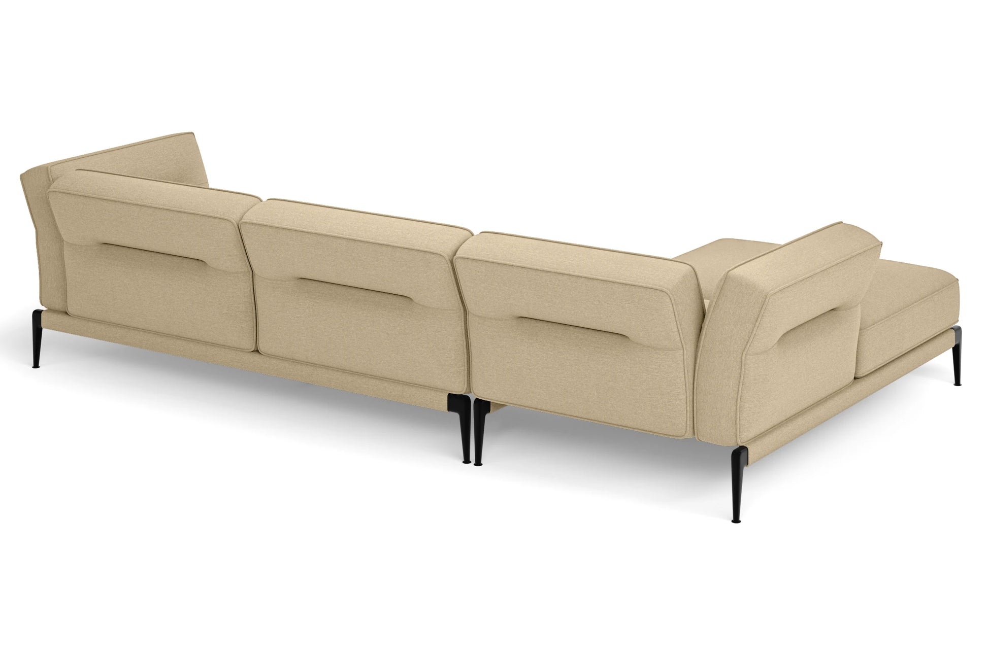 Acerra 3 Seater Left Hand Facing Chaise Lounge Corner Sofa Beige Linen Fabric