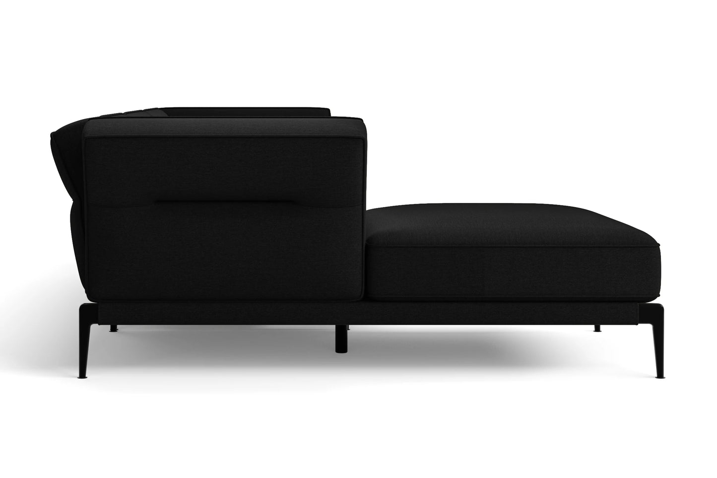 Acerra 3 Seater Left Hand Facing Chaise Lounge Corner Sofa Black Linen Fabric