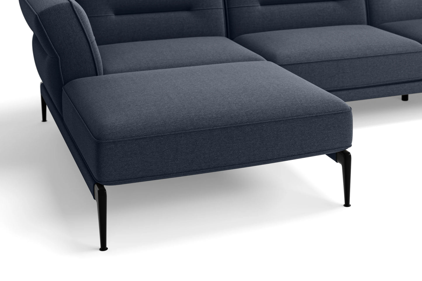 Acerra 3 Seater Left Hand Facing Chaise Lounge Corner Sofa Dark Blue Linen Fabric