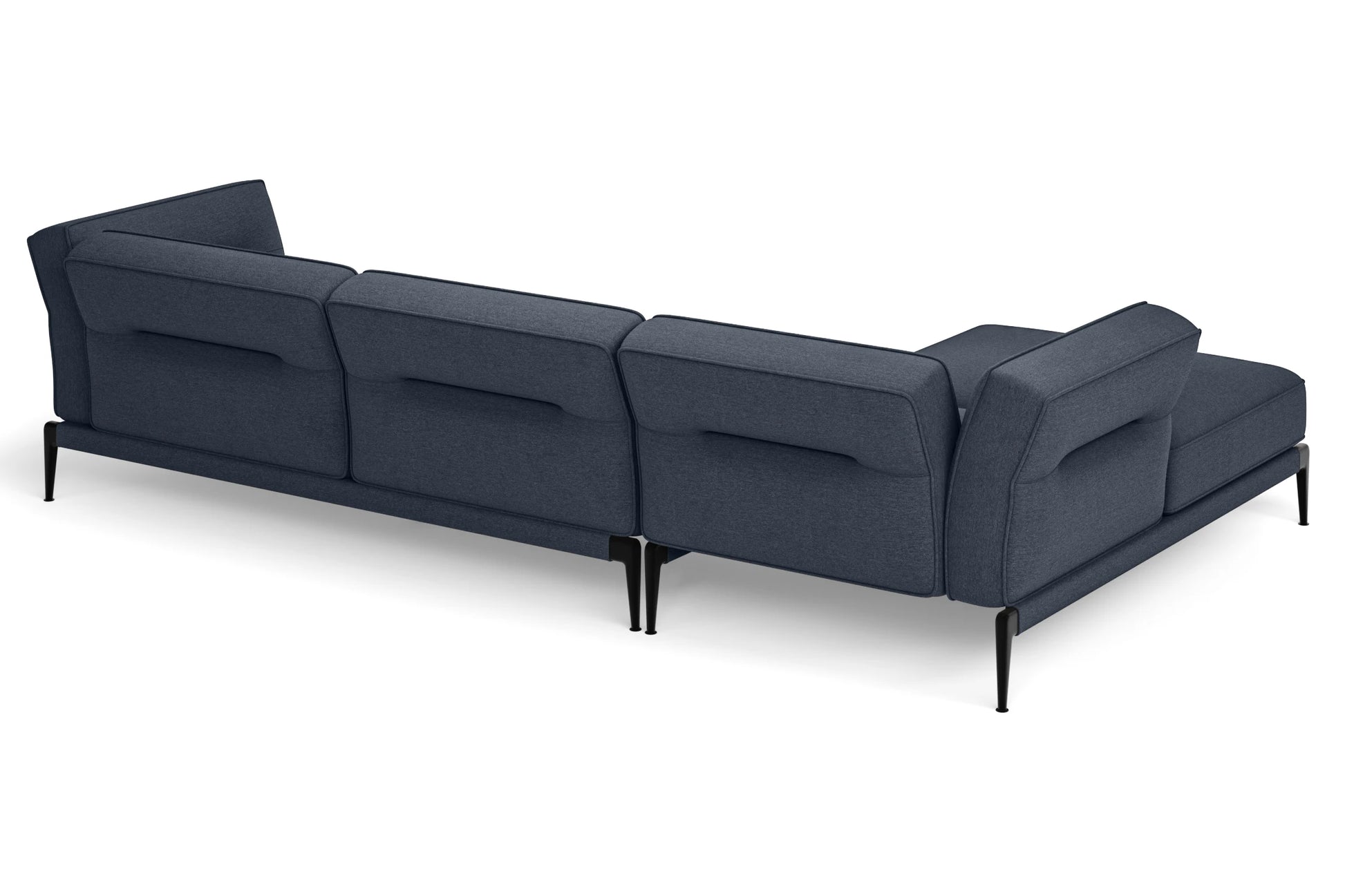 Acerra 3 Seater Left Hand Facing Chaise Lounge Corner Sofa Dark Blue Linen Fabric