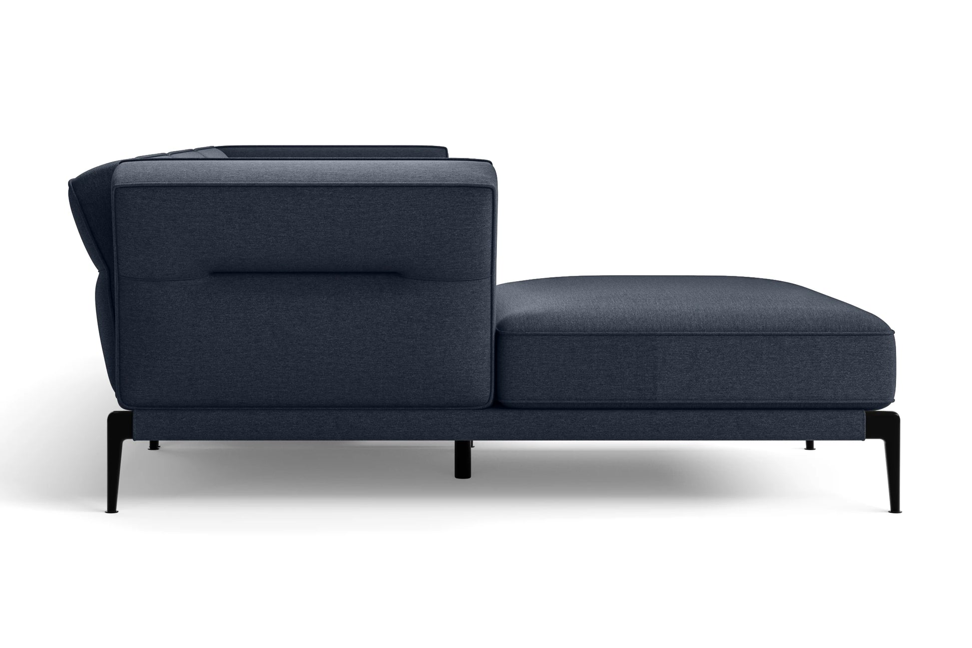 Acerra 3 Seater Left Hand Facing Chaise Lounge Corner Sofa Dark Blue Linen Fabric