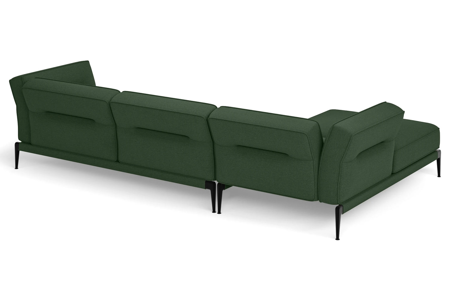 Acerra 3 Seater Left Hand Facing Chaise Lounge Corner Sofa Forest Green Linen Fabric