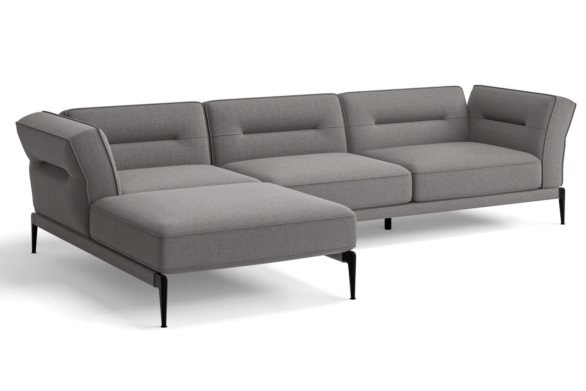 Acerra 3 Seater Left Hand Facing Chaise Lounge Corner Sofa Grey Linen Fabric