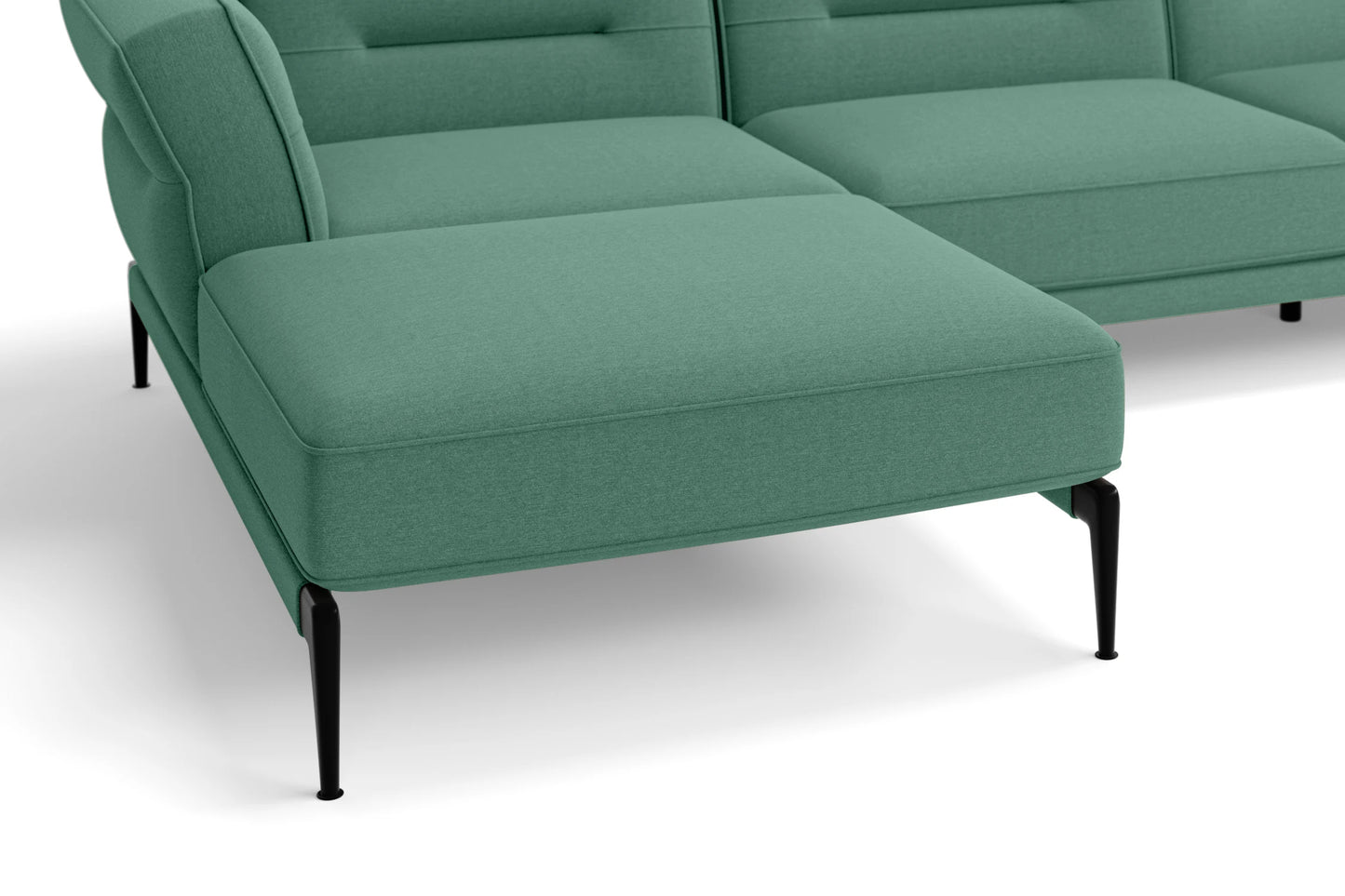 Acerra 3 Seater Left Hand Facing Chaise Lounge Corner Sofa Mint Green Linen Fabric