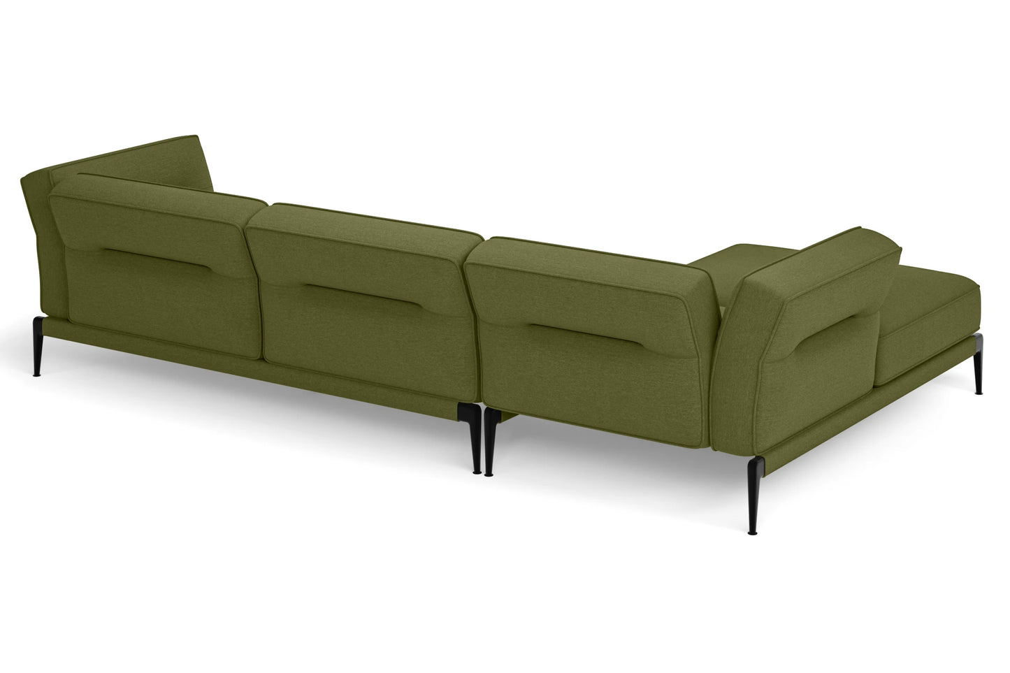 Acerra 3 Seater Left Hand Facing Chaise Lounge Corner Sofa Olive Linen Fabric