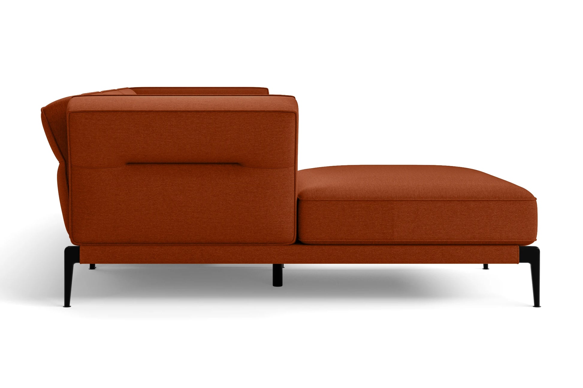 Acerra 3 Seater Left Hand Facing Chaise Lounge Corner Sofa Orange Linen Fabric