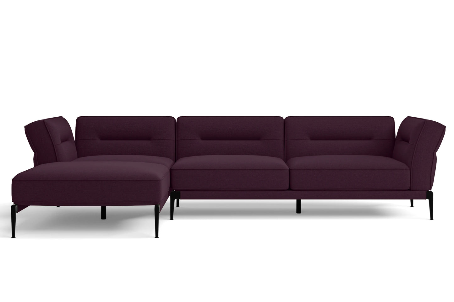 Acerra 3 Seater Left Hand Facing Chaise Lounge Corner Sofa Purple Linen Fabric