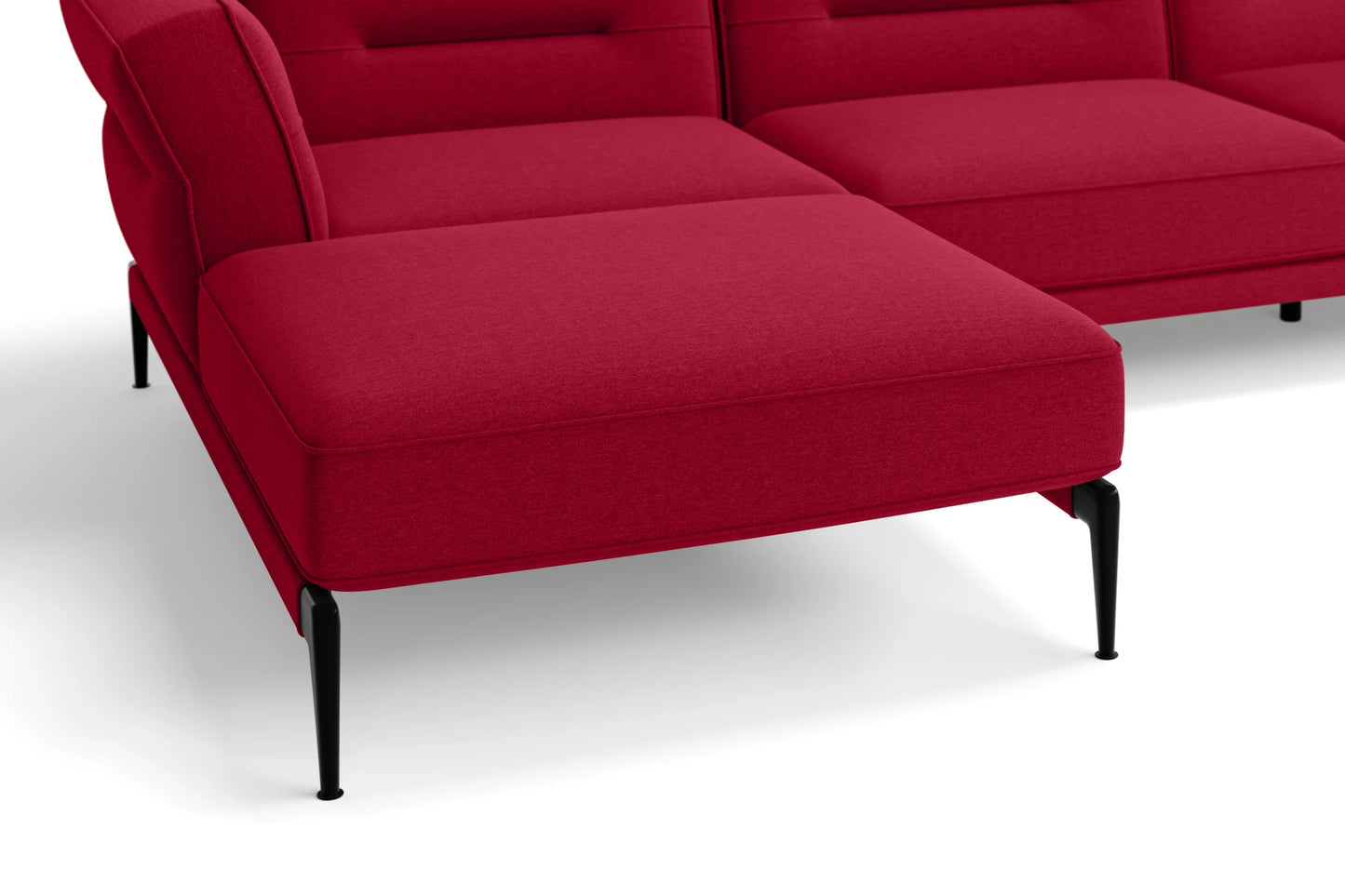 Acerra 3 Seater Left Hand Facing Chaise Lounge Corner Sofa Red Linen Fabric