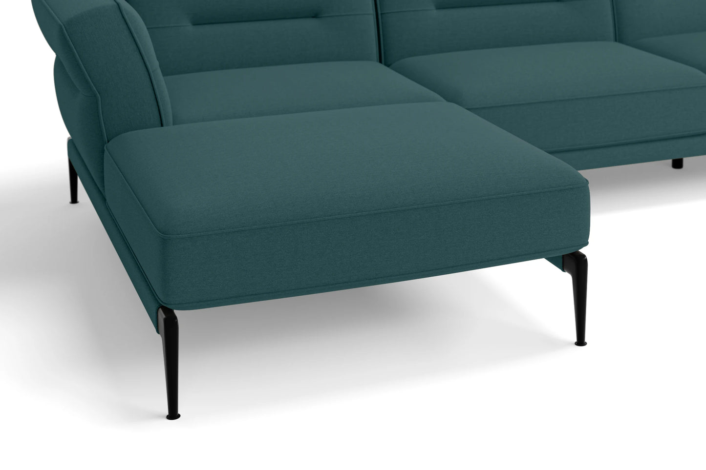 Acerra 3 Seater Left Hand Facing Chaise Lounge Corner Sofa Teal Linen Fabric