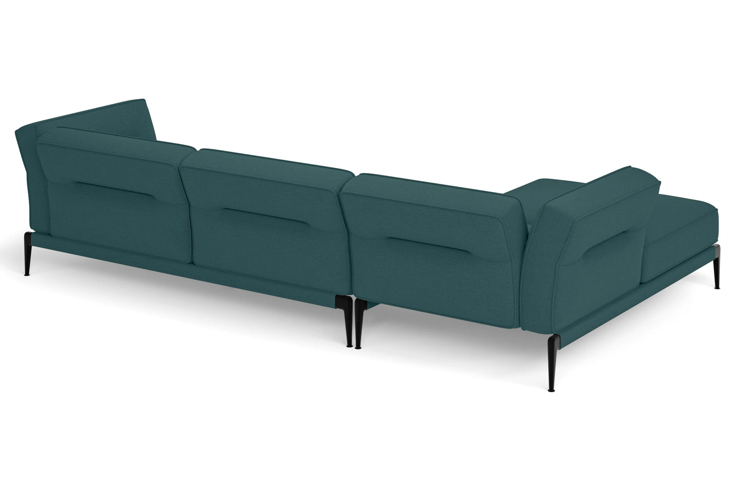 Acerra 3 Seater Left Hand Facing Chaise Lounge Corner Sofa Teal Linen Fabric