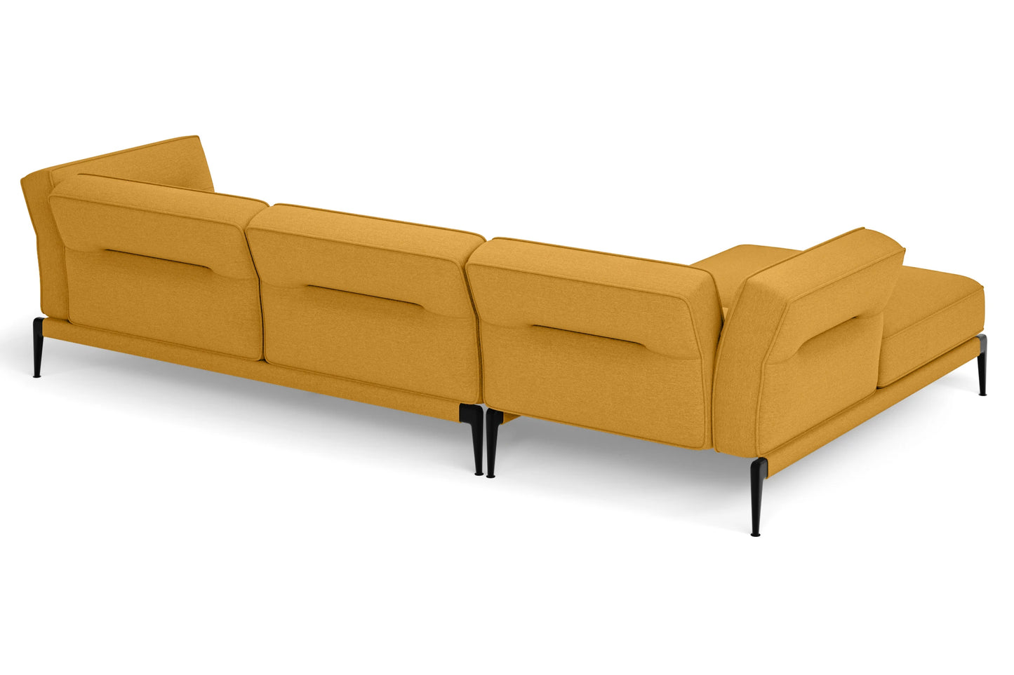 Acerra 3 Seater Left Hand Facing Chaise Lounge Corner Sofa Yellow Linen Fabric