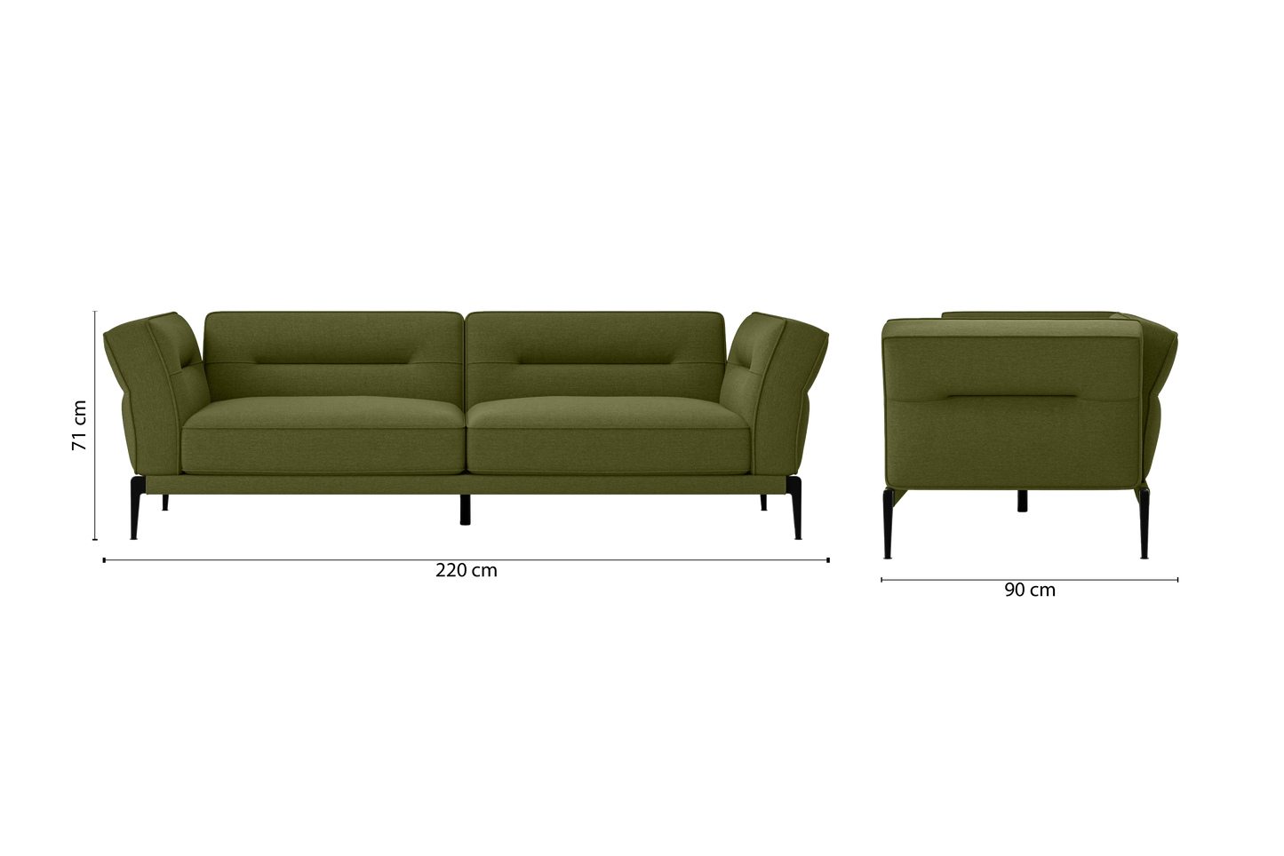 Acerra 3 Seater Sofa Olive Linen Fabric