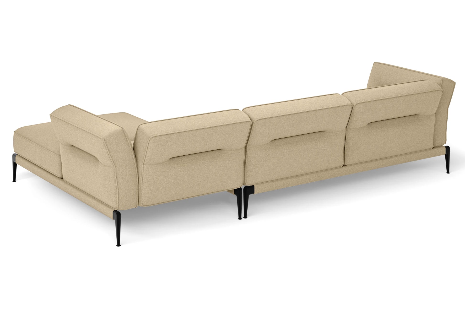 Acerra 3 Seater Right Hand Facing Chaise Lounge Corner Sofa Beige Linen Fabric