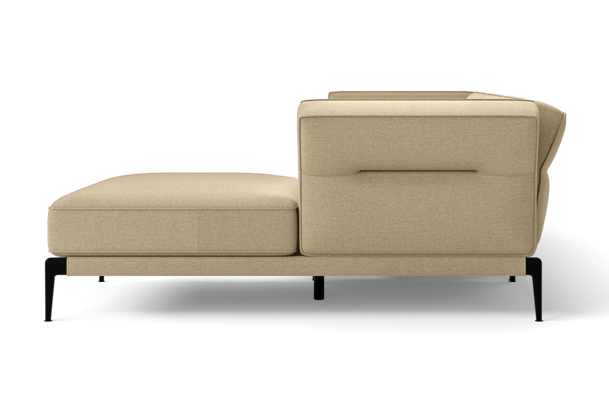 Acerra 3 Seater Right Hand Facing Chaise Lounge Corner Sofa Beige Linen Fabric