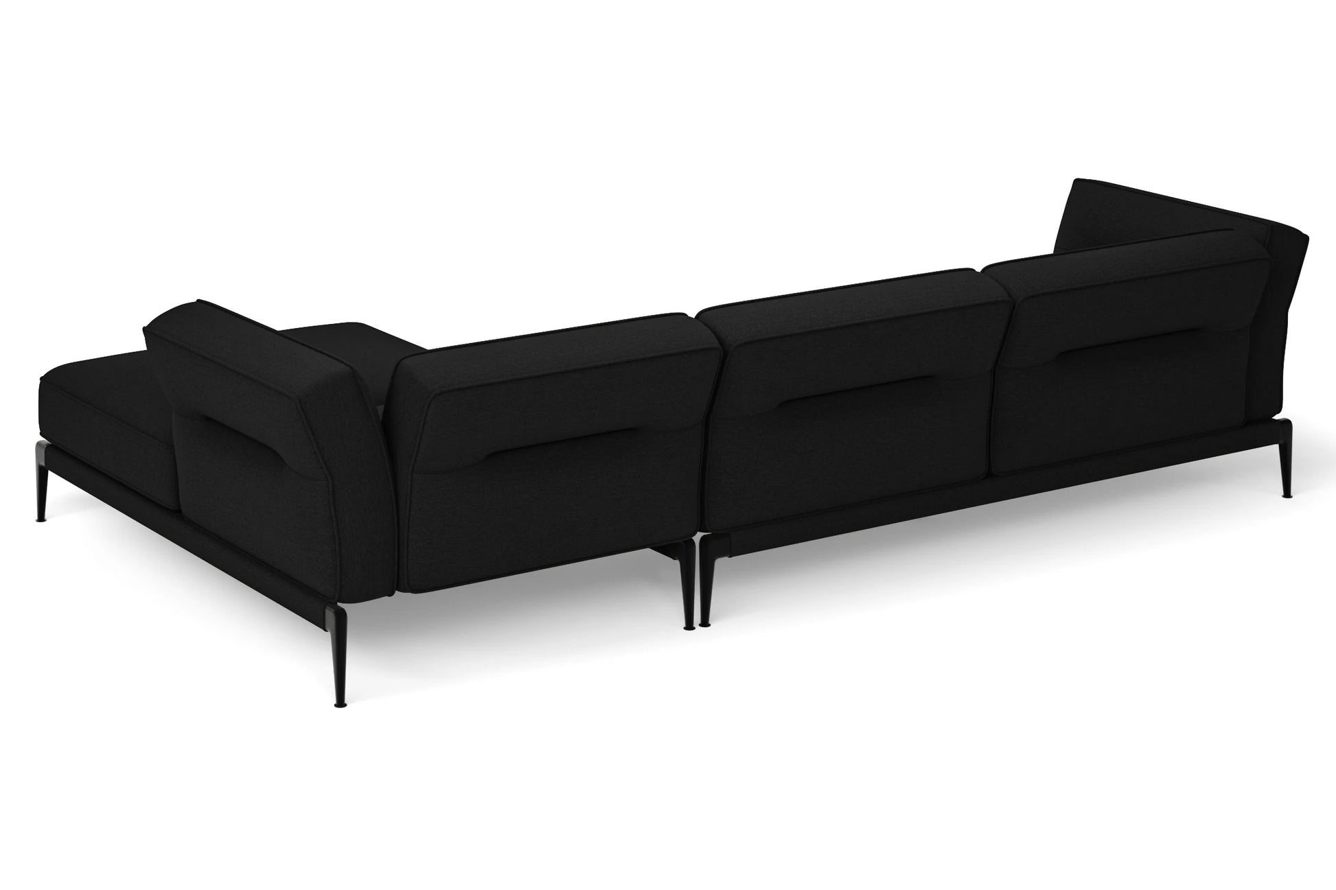 Acerra 3 Seater Right Hand Facing Chaise Lounge Corner Sofa Black Linen Fabric