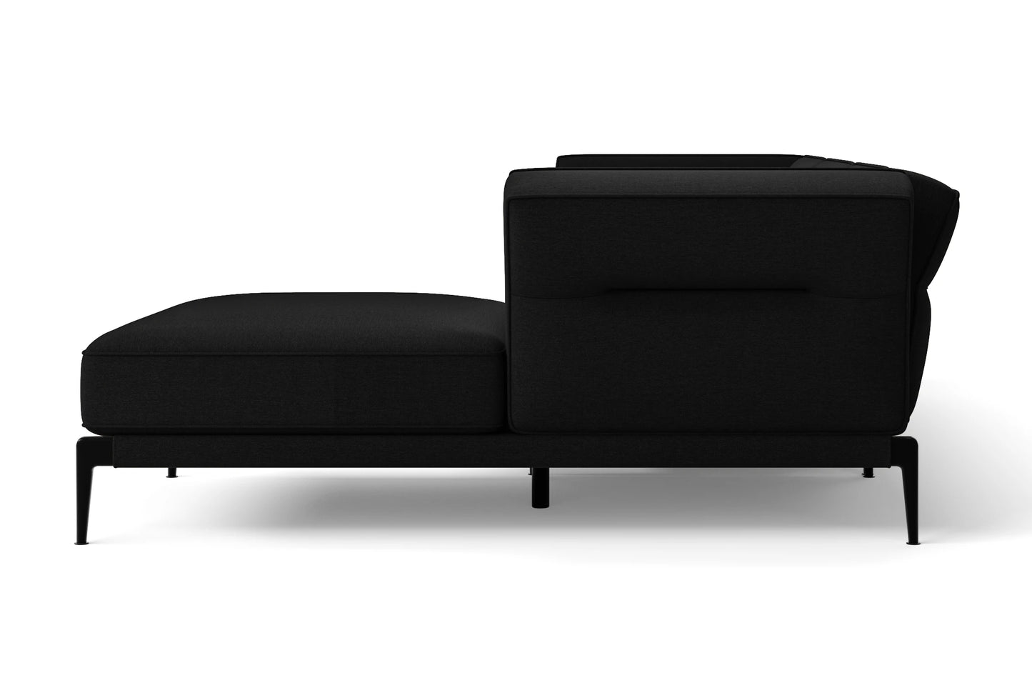 Acerra 3 Seater Right Hand Facing Chaise Lounge Corner Sofa Black Linen Fabric