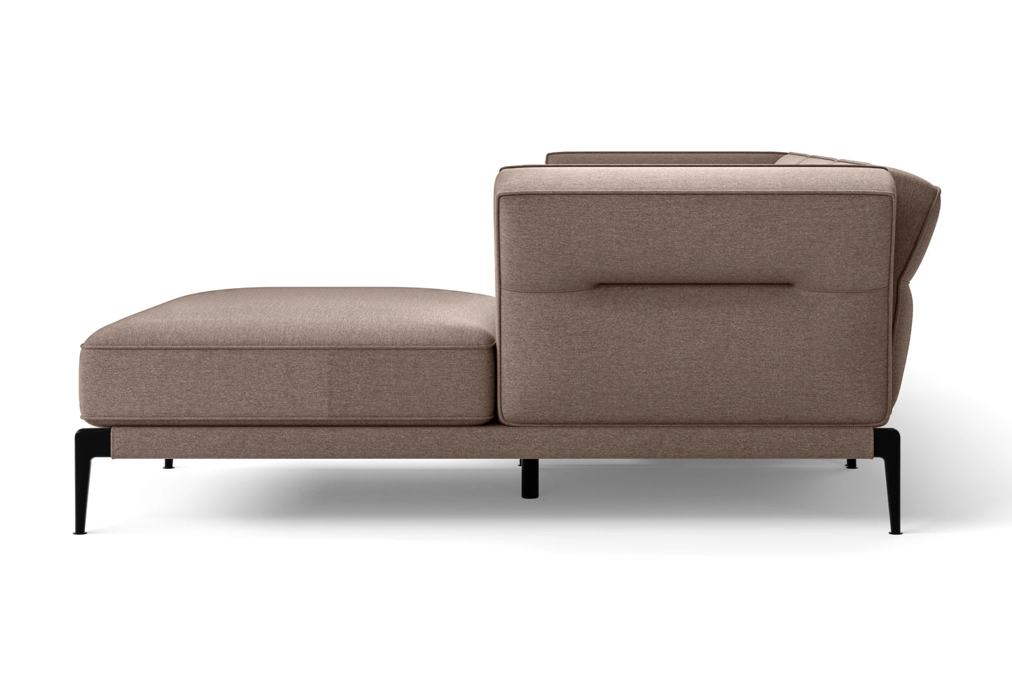 Acerra 3 Seater Right Hand Facing Chaise Lounge Corner Sofa Caramel Linen Fabric