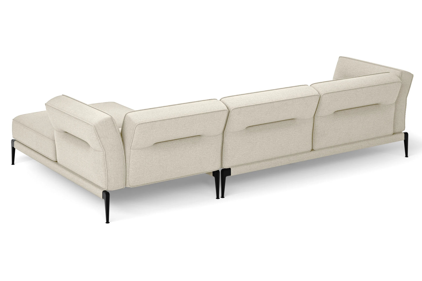 Acerra 3 Seater Right Hand Facing Chaise Lounge Corner Sofa Cream Linen Fabric