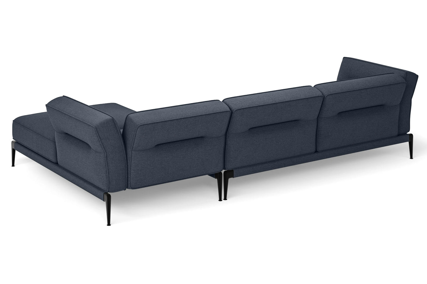 Acerra 3 Seater Right Hand Facing Chaise Lounge Corner Sofa Dark Blue Linen Fabric