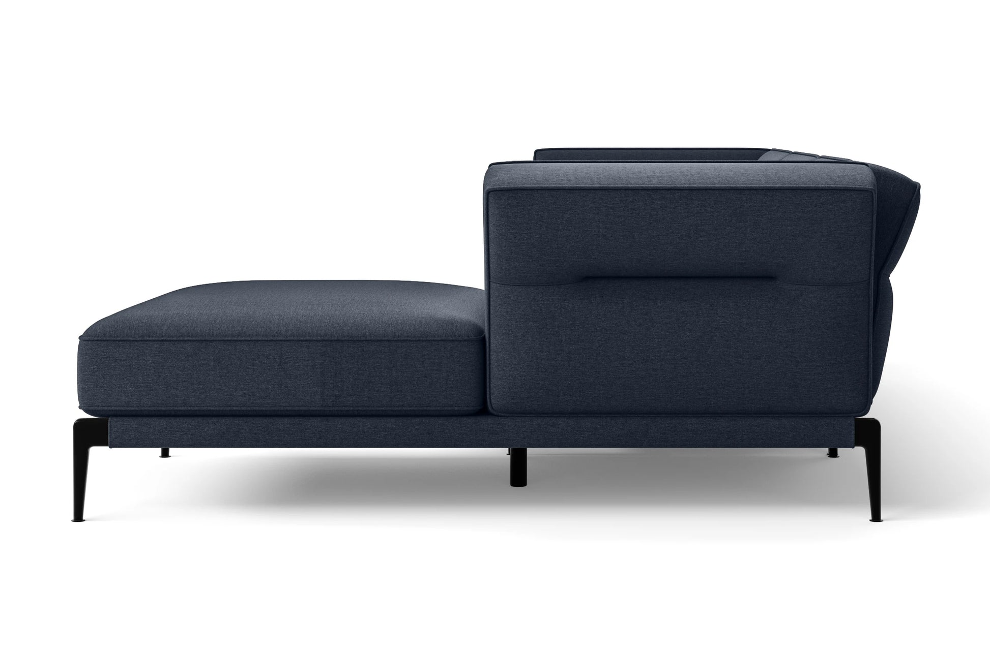 Acerra 3 Seater Right Hand Facing Chaise Lounge Corner Sofa Dark Blue Linen Fabric