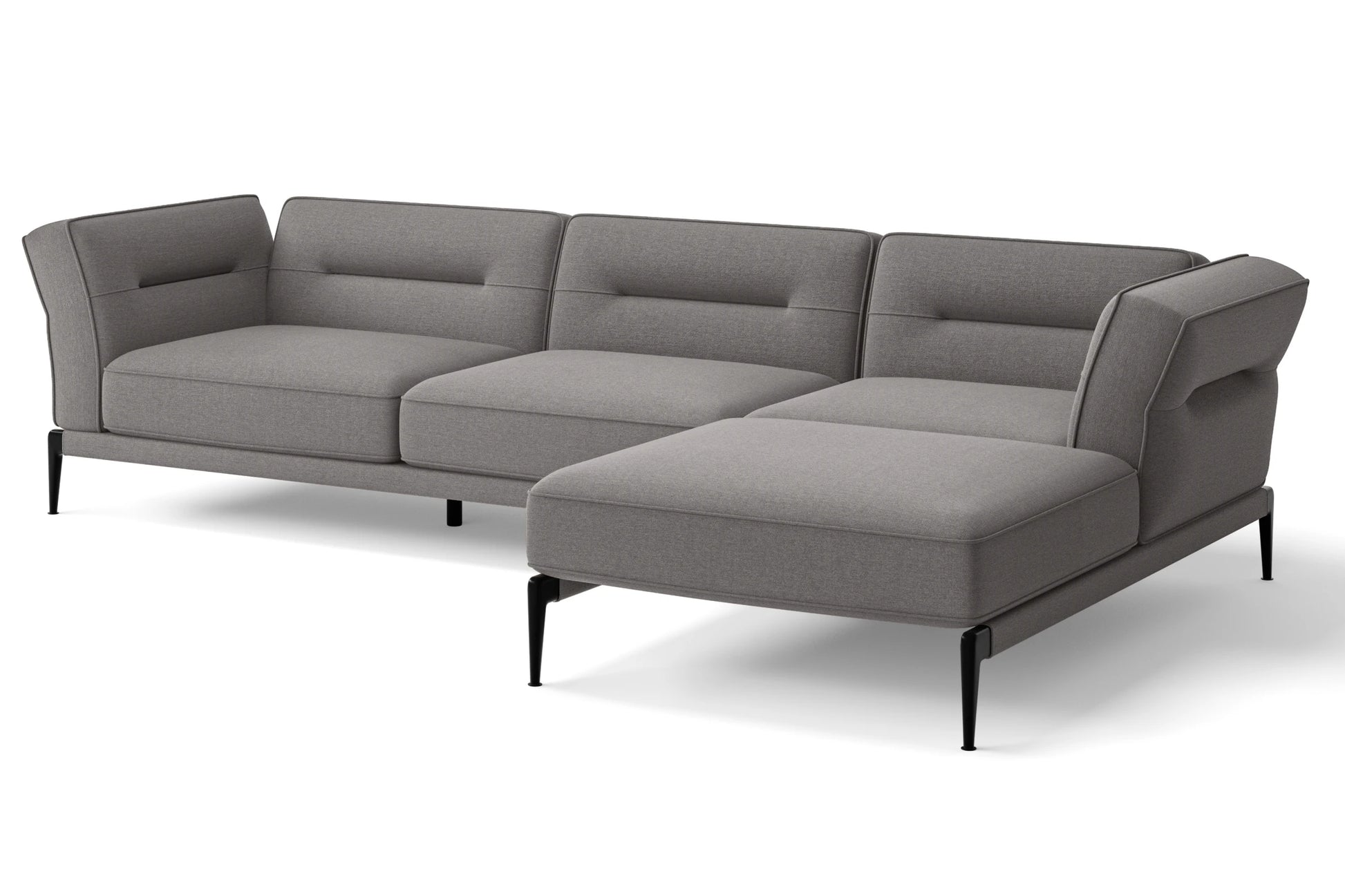 Acerra 3 Seater Right Hand Facing Chaise Lounge Corner Sofa Grey Linen Fabric