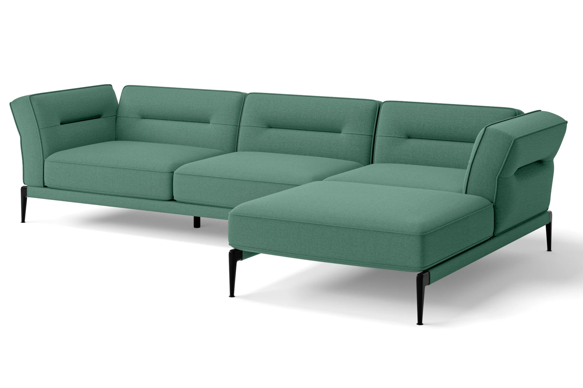 Acerra 3 Seater Right Hand Facing Chaise Lounge Corner Sofa Mint Green Linen Fabric