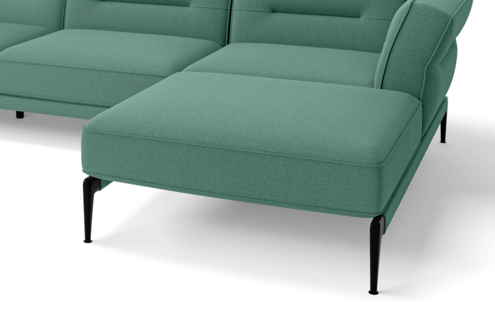 Acerra 3 Seater Right Hand Facing Chaise Lounge Corner Sofa Mint Green Linen Fabric