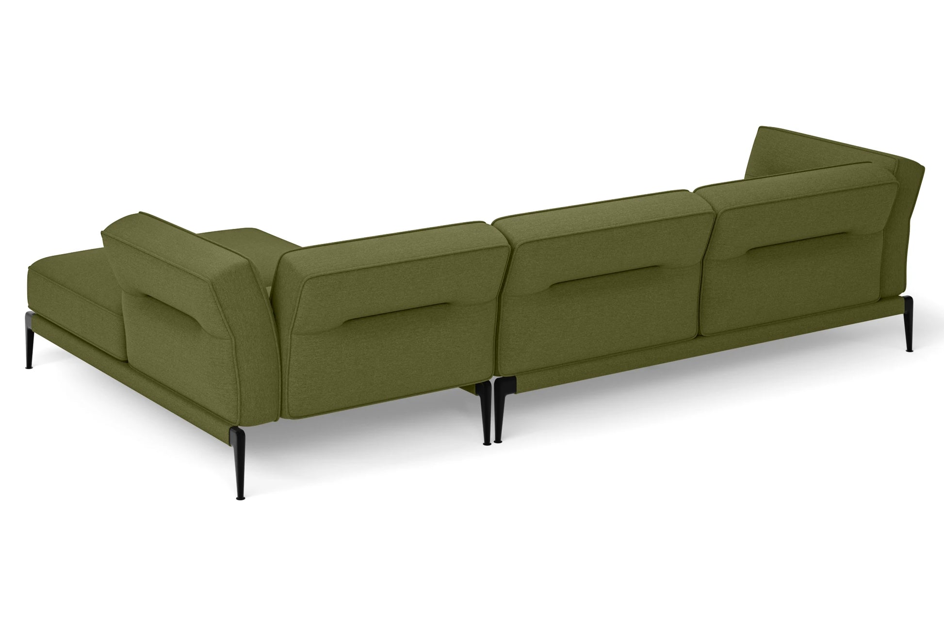 Acerra 3 Seater Right Hand Facing Chaise Lounge Corner Sofa Olive Linen Fabric