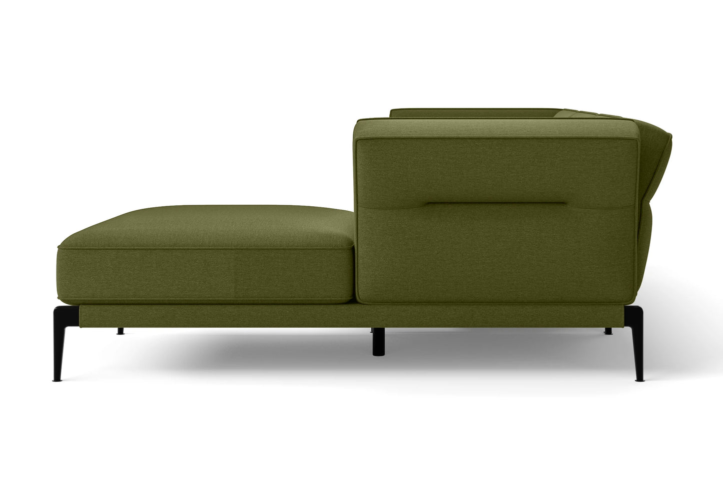 Acerra 3 Seater Right Hand Facing Chaise Lounge Corner Sofa Olive Linen Fabric