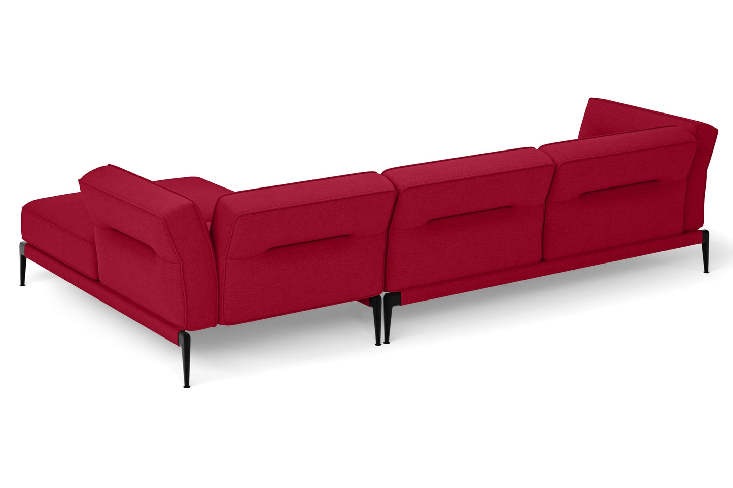 Acerra 3 Seater Right Hand Facing Chaise Lounge Corner Sofa Red Linen Fabric