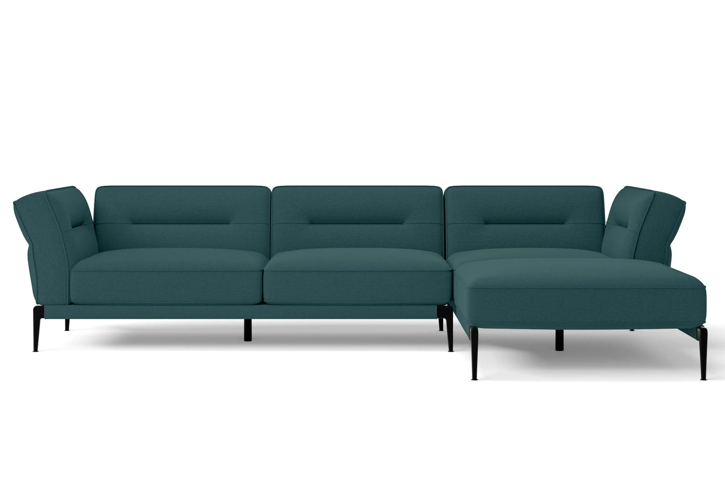 Acerra 3 Seater Right Hand Facing Chaise Lounge Corner Sofa Teal Linen Fabric