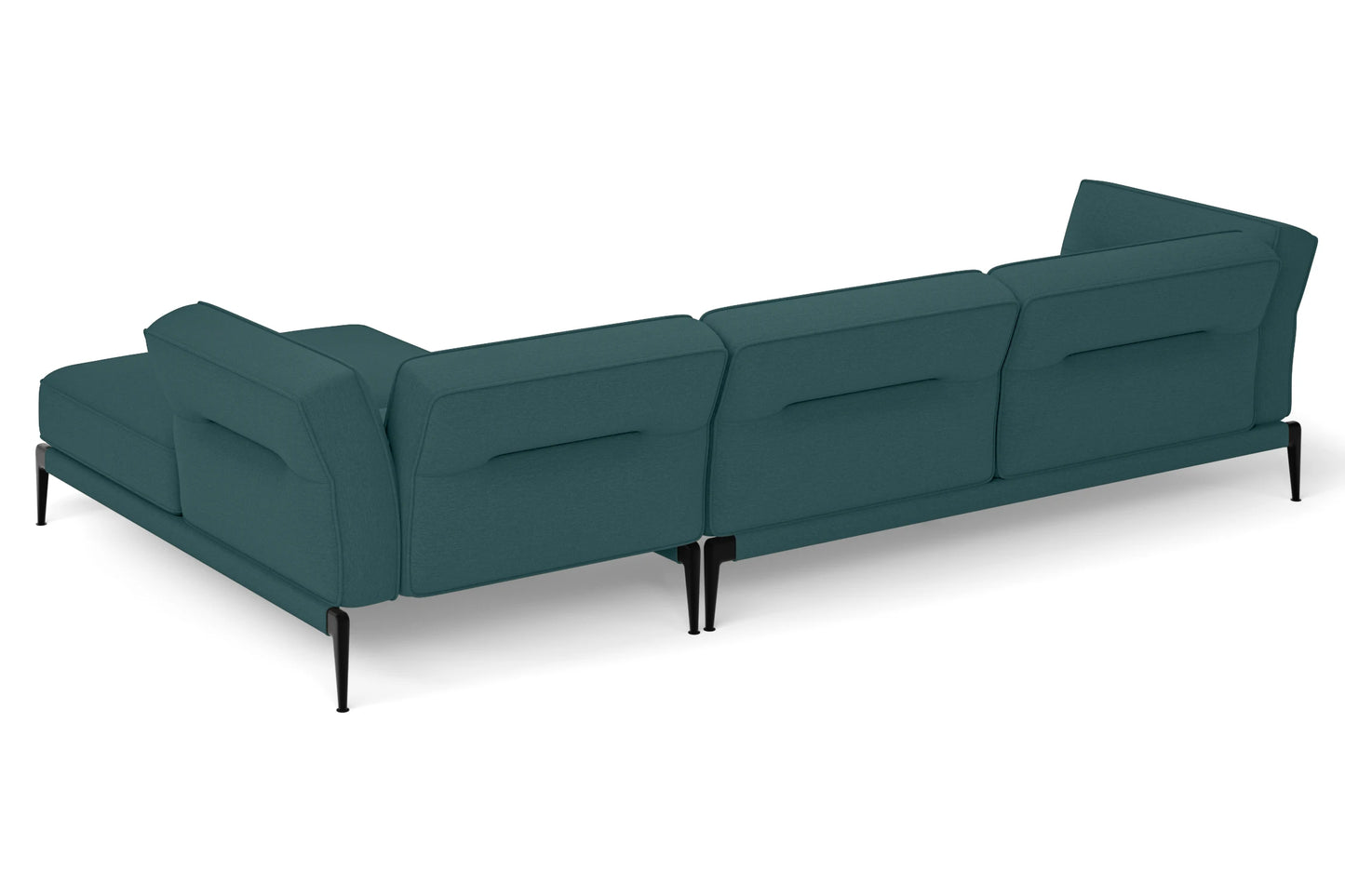 Acerra 3 Seater Right Hand Facing Chaise Lounge Corner Sofa Teal Linen Fabric